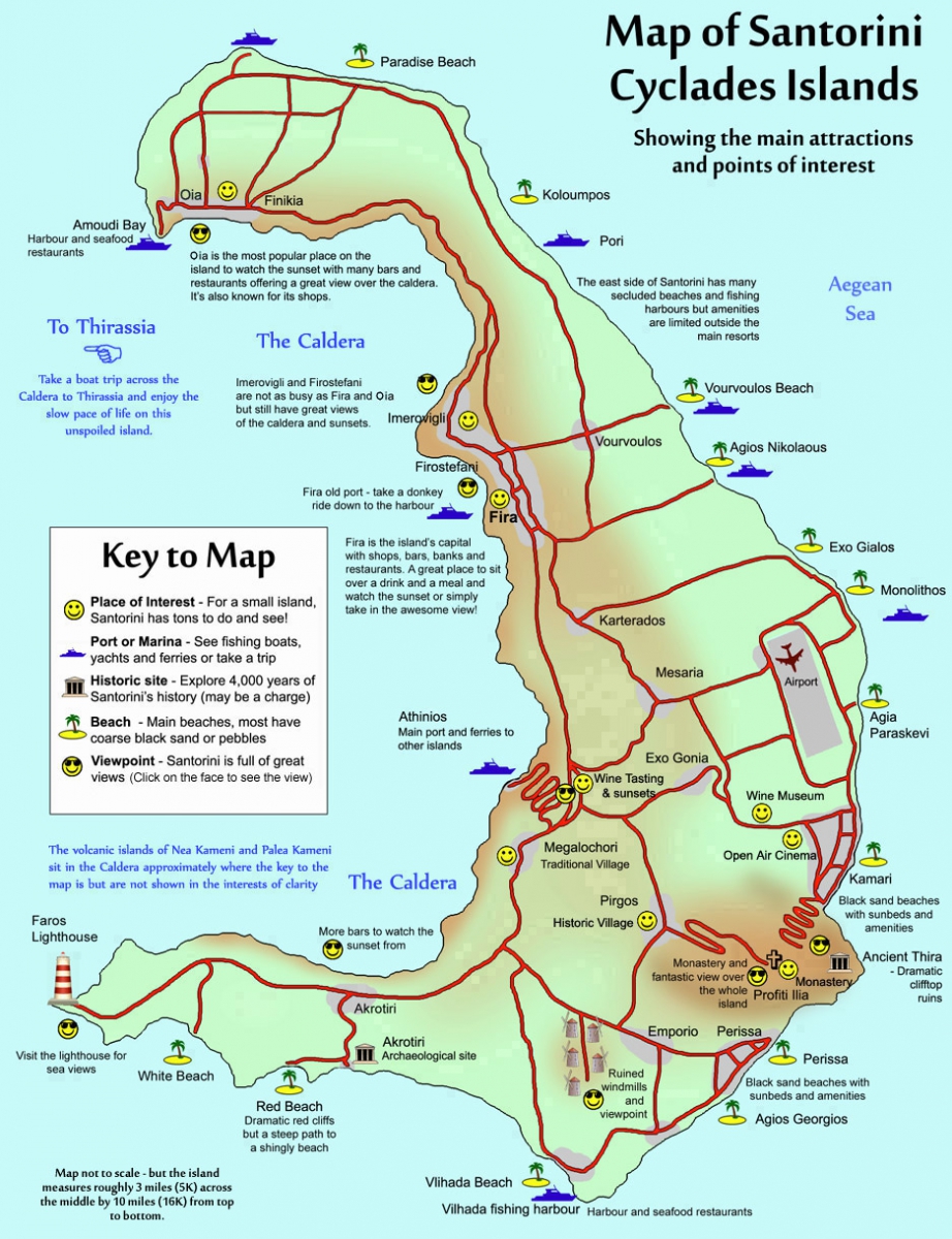 map of santorini tourist attractions